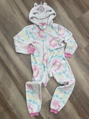 Unicorn hooded One Piece/pajama Hooded Blanket Sleeper, Tie Dye Sparkle Unicorn
